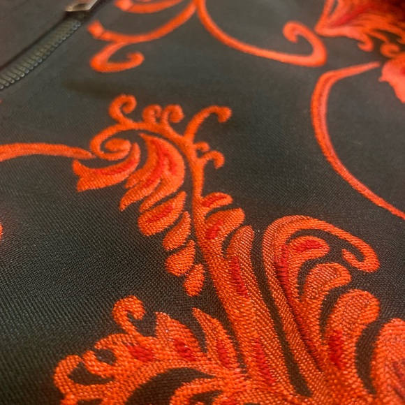 Chico’s embroidered moto jacket, size 0. Red floral embroidery. Like new! - Picture 6 of 7